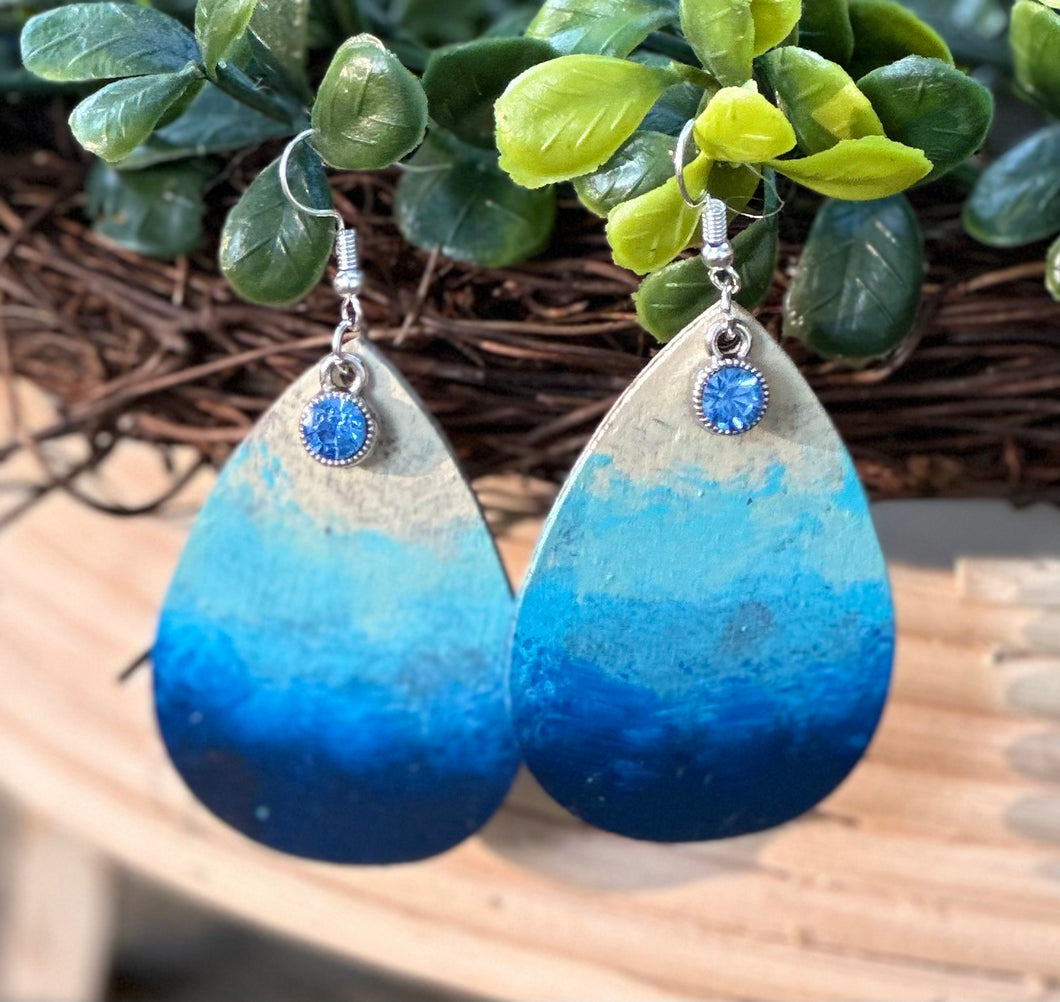 Ombre Hand Painted Floral Teardrop