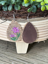 Load image into Gallery viewer, Burlap Hand Painted Floral Teardrop
