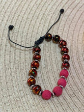 Load image into Gallery viewer, Rainbow Beads with Pink Lava Stones
