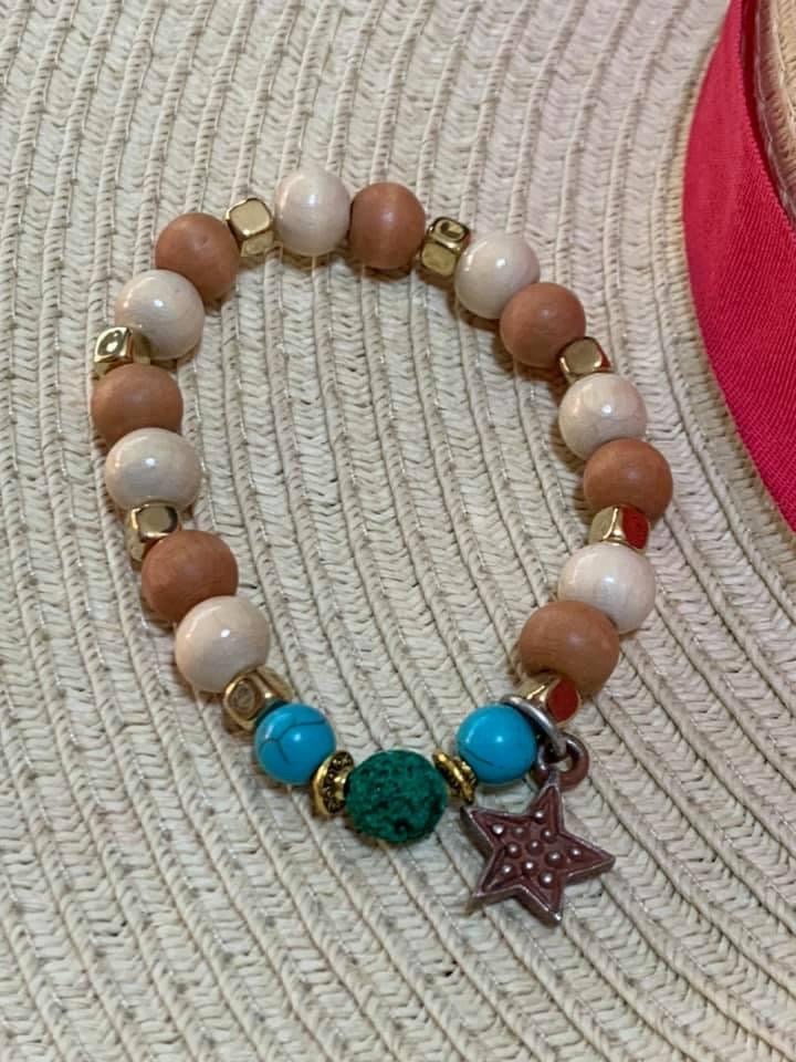 Western Wood Turquoise Charm