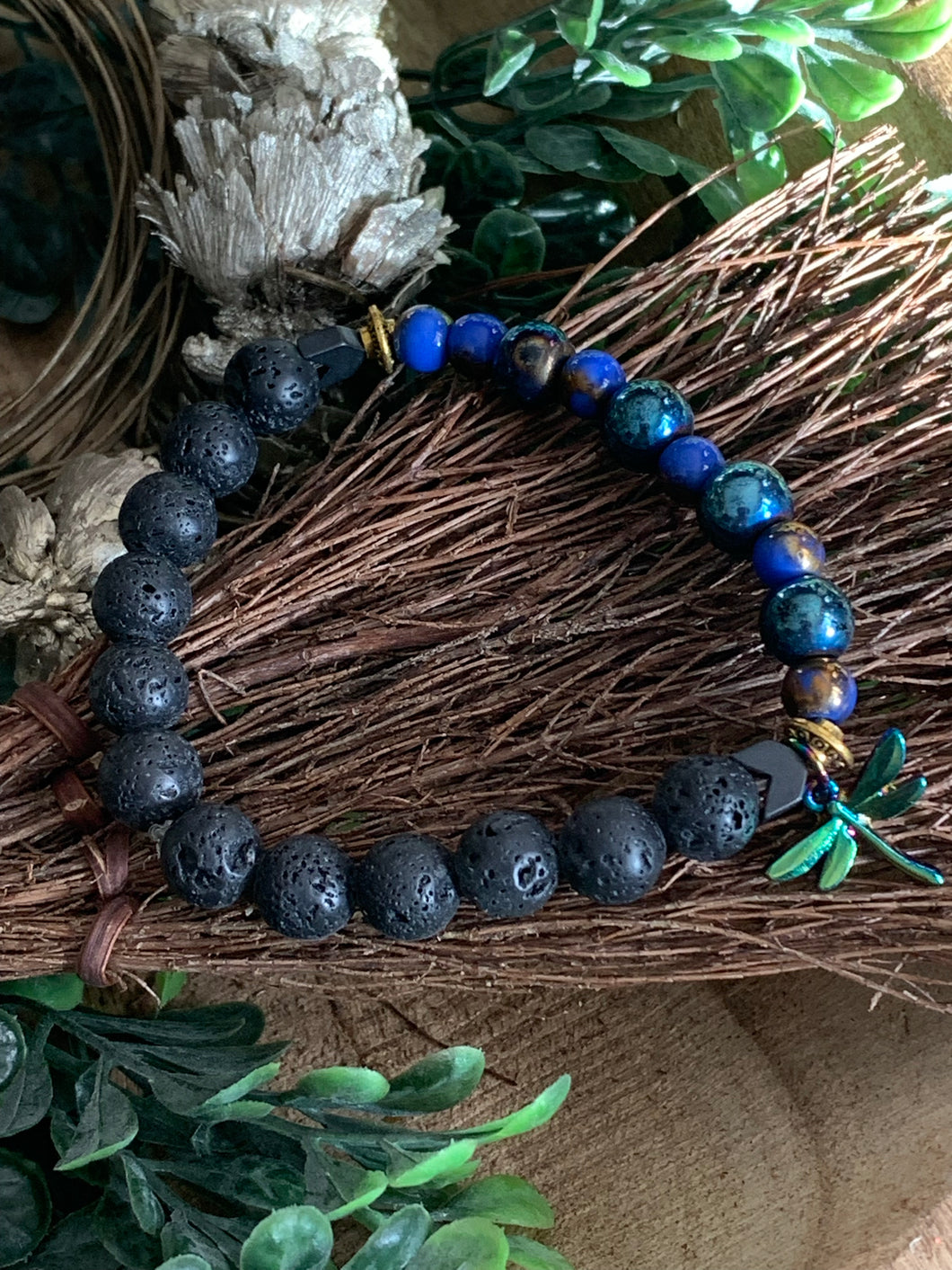 Blue and Gold with Dragonfly