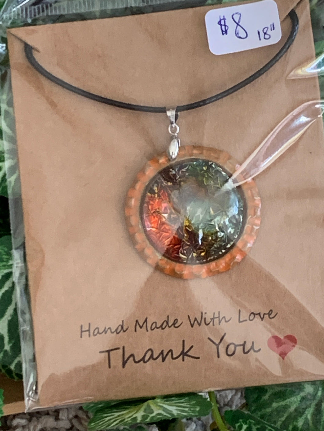 Orange Bottle Cap Pendant