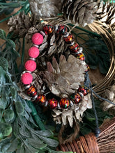 Load image into Gallery viewer, Rainbow Beads with Pink Lava Stones
